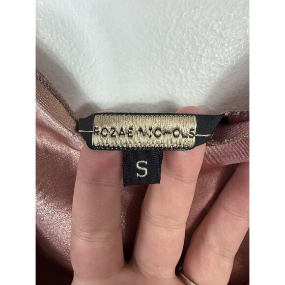 Y2K Rozae Nichols Rose Gold Shimmery Slip Dress Size Small - Picture 4 of 8